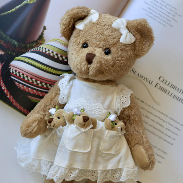Mother Bear with Trio of Cubs Plush Ensemble