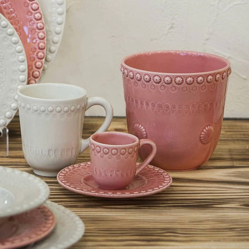 Fantasy Coffee Cup and Saucer Pink