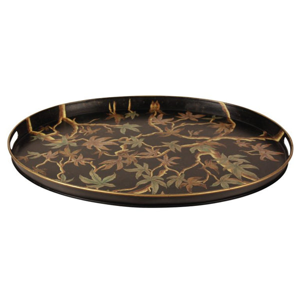 Black Vine Leaves Oval Tray