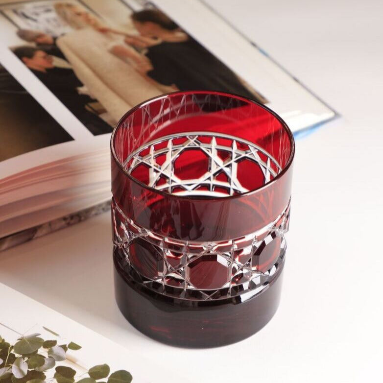 Jacquard Red Old Fashioned Tumbler, Set of 6