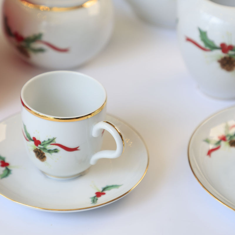 Christmas Holly Coffee Cup & Saucer