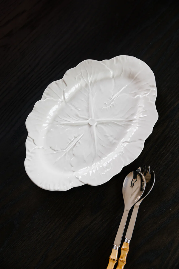 Cabbage Oval Platter 43cm Beige