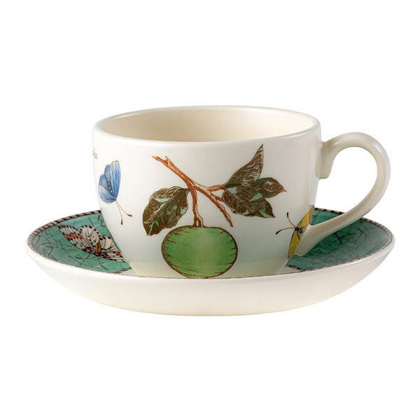 Wedgwood Sarah's Garden Set of 2 Teacups and Saucers Green