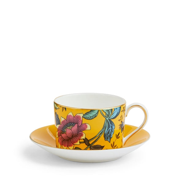 Wedgwood Wonderlust Yellow Tonquin Set of 2 Teacups and Saucers
