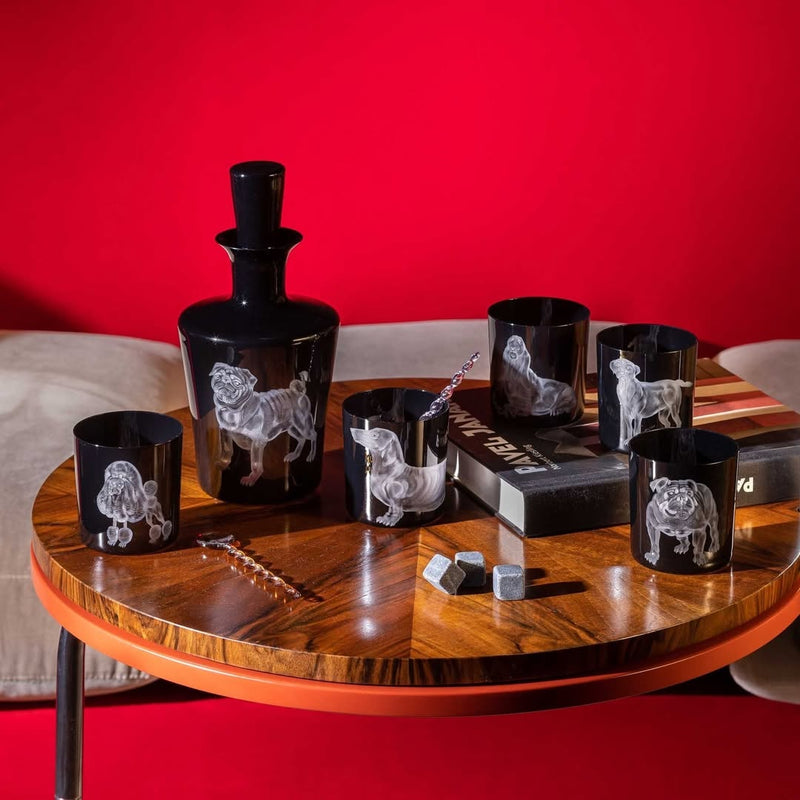 Dachshund Double Old Fashioned Black S/2