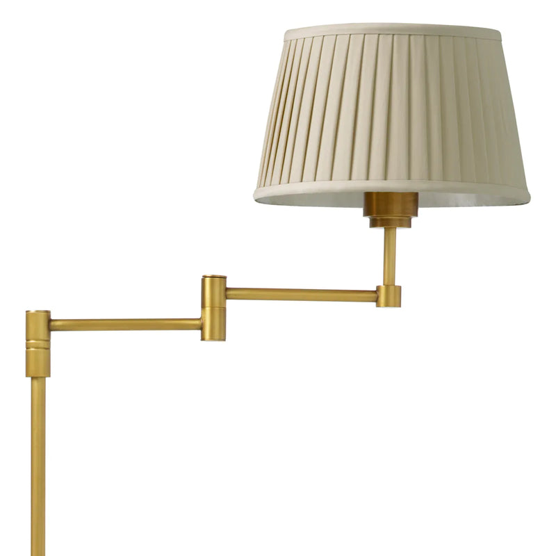Floor Lamp Corbin Antique Brass Finish Including Beige Pleated Shade