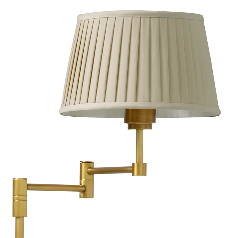 Floor Lamp Corbin Antique Brass Finish Including Beige Pleated Shade