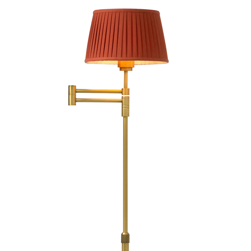 Floor Lamp Corbin Antique Brass Finish Including Orange Pleated Shade