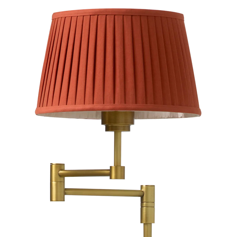Floor Lamp Corbin Antique Brass Finish Including Orange Pleated Shade