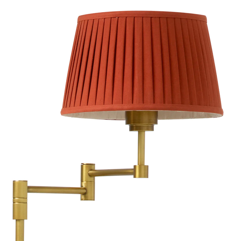 Floor Lamp Corbin Antique Brass Finish Including Orange Pleated Shade