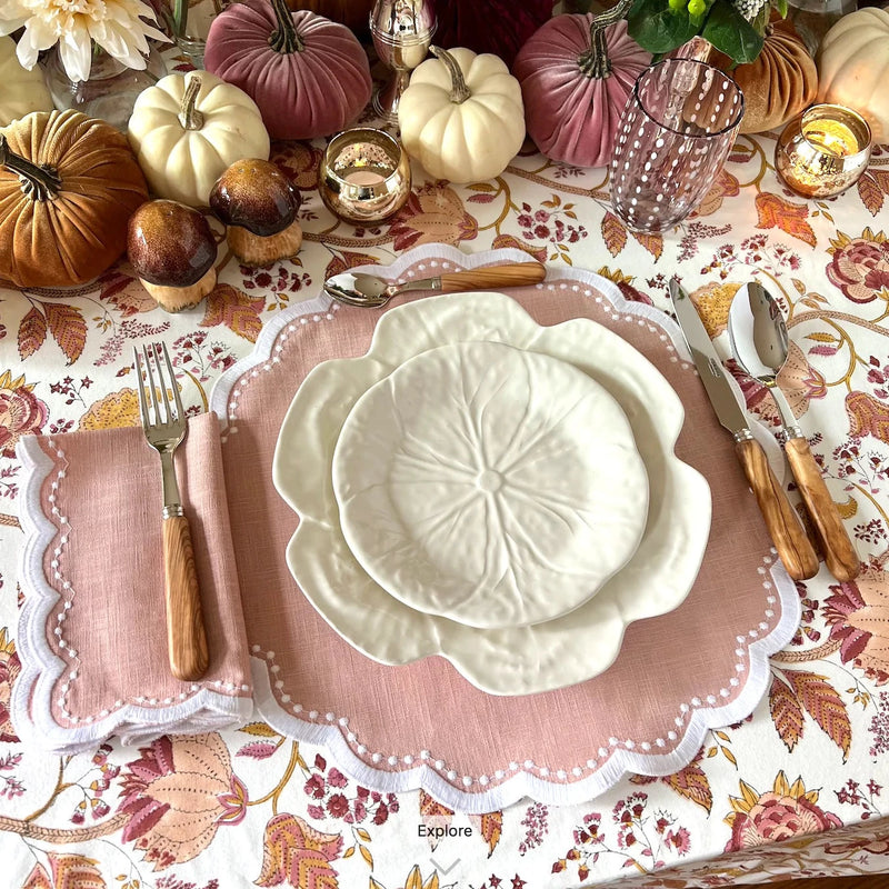 Cabbage Beige Plate Setting for Twelve