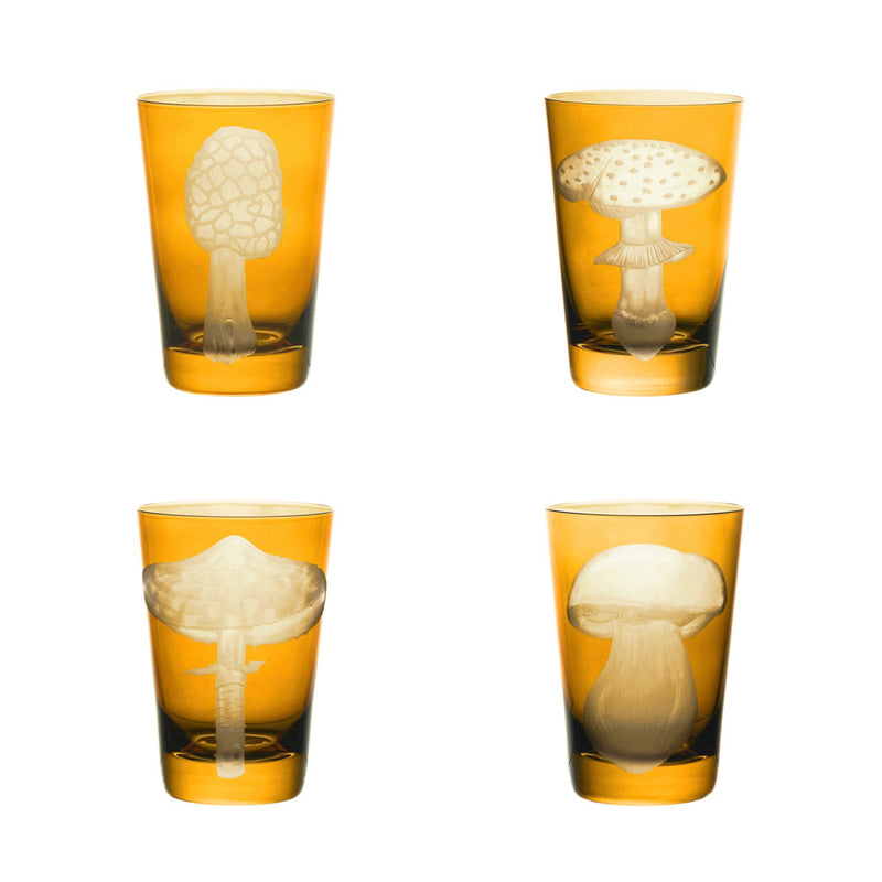 Mushroom Pitcher and Four Tumblers