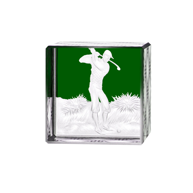 Golf Square Paperweight British Racer Green