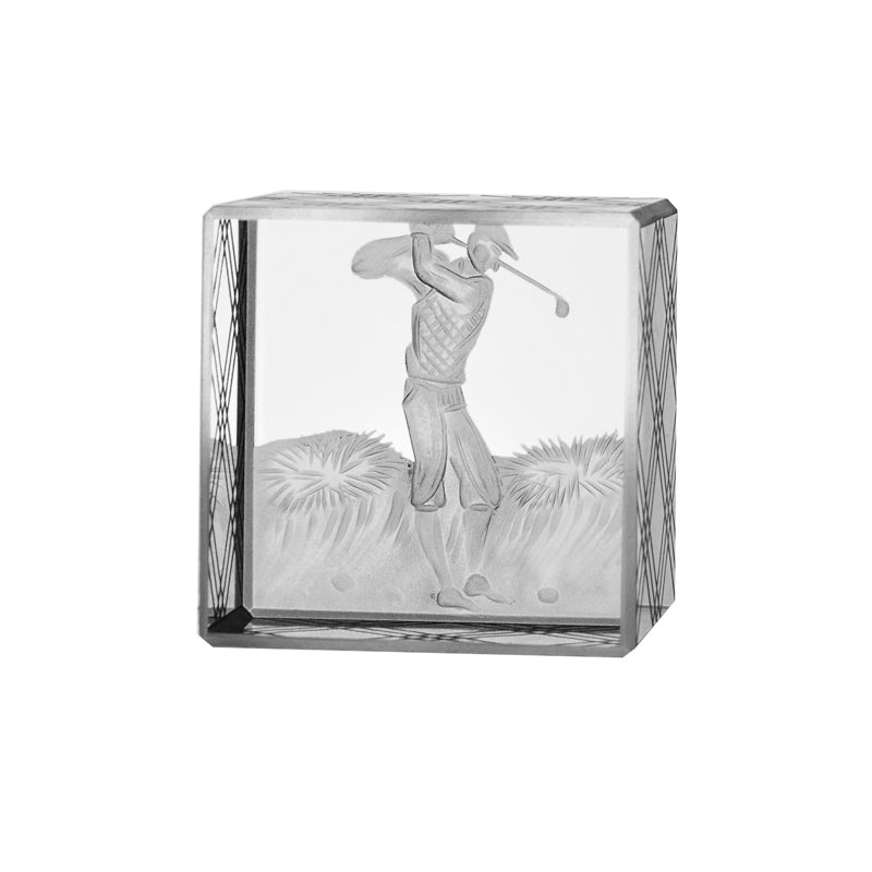 Golf Square Paperweight Clear