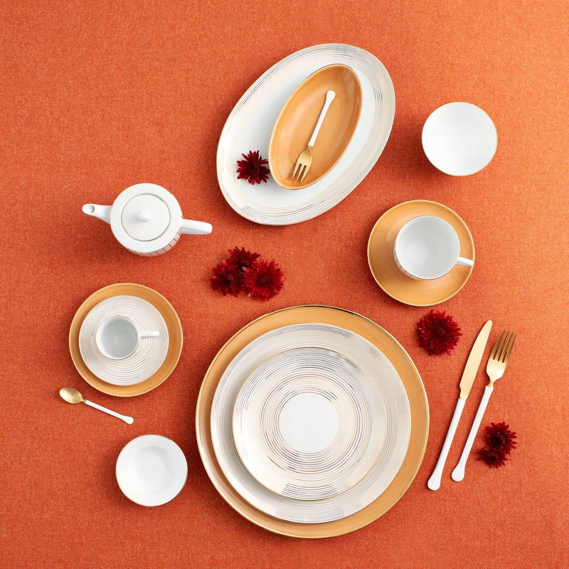 Golden Orbit Plate Setting - Apricot