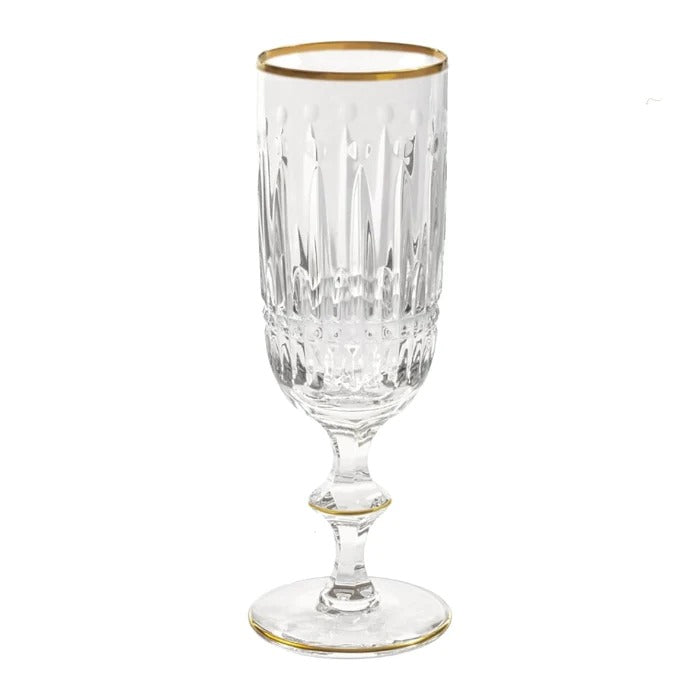 Sophia Gold Inlaid Champagne Flute, Set of 6