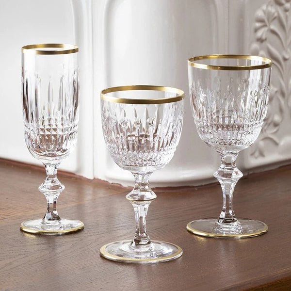 Sophia Gold Inlaid Red Wine Glass, Set of 6