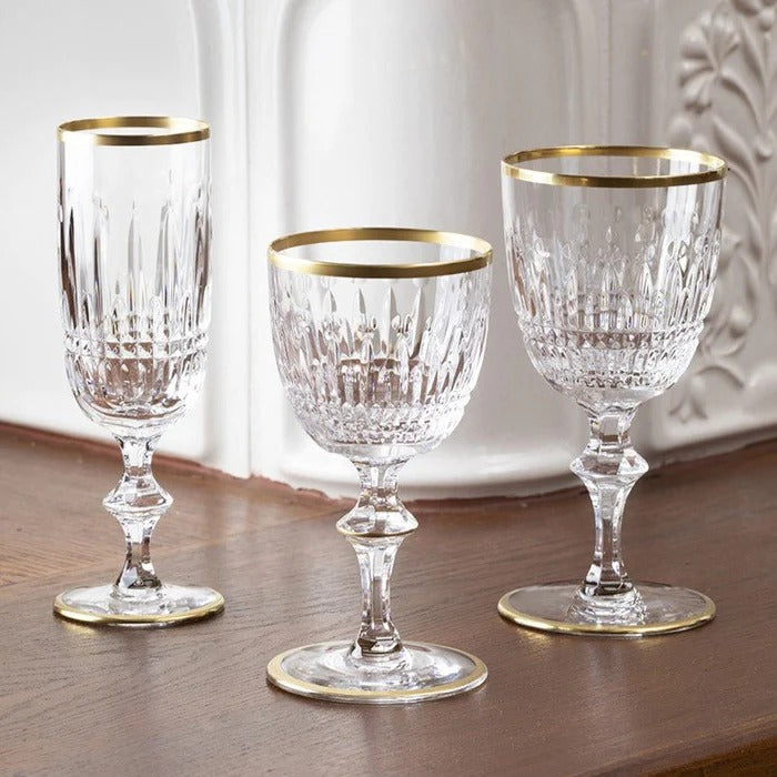 Sophia Gold Inlaid Water Goblet, Set of 6