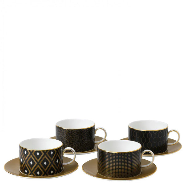 Arris Assorted Teacup and Saucer S/4