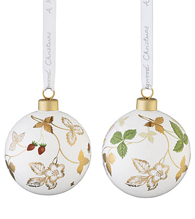 Christmas Baubles Wild Strawberry Set Of 2