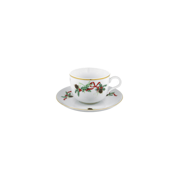 Christmas Holly Teacup & Saucer