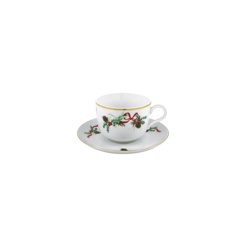 Christmas Holly Teacup & Saucer