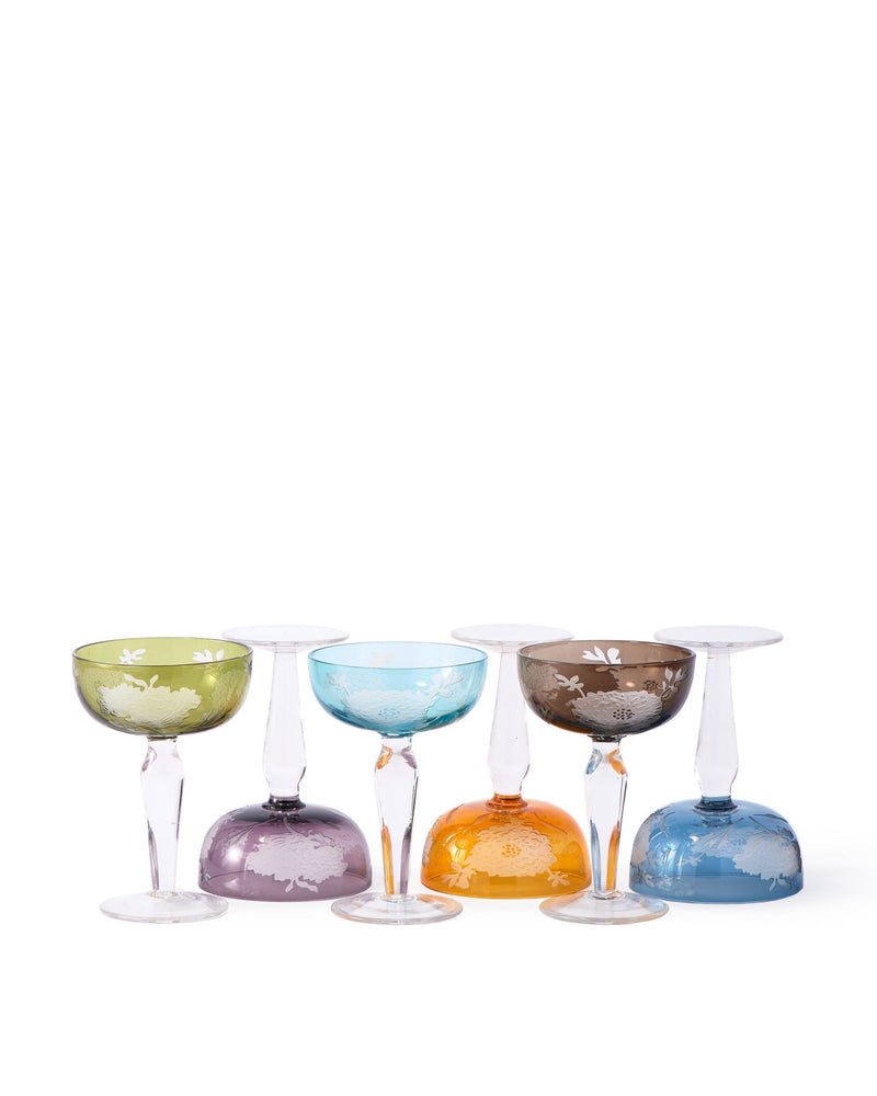 Multicolour Peony Coupe Glasses