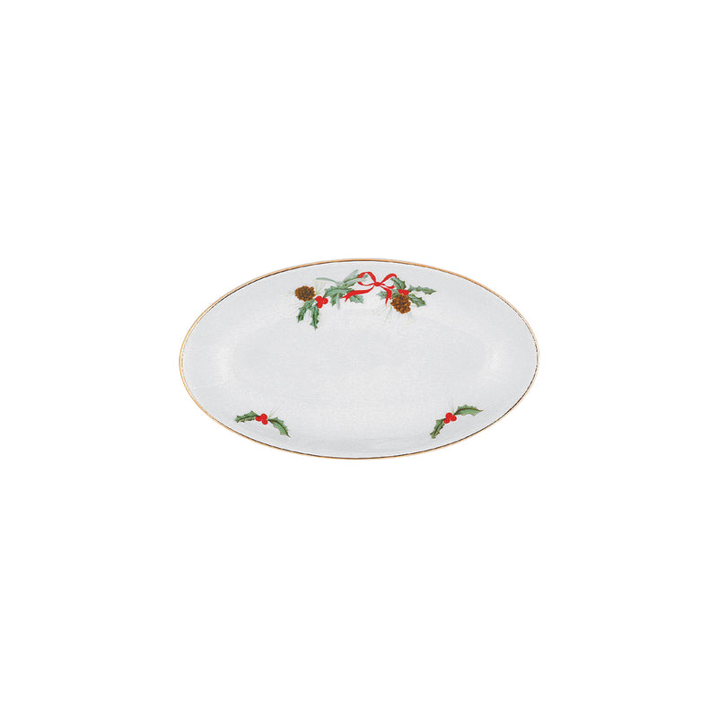 Christmas Holly Oval Pickle Dish