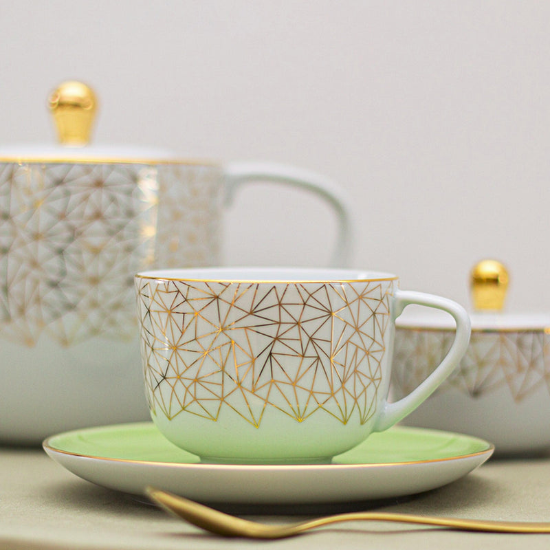 Porcel 12 Piece Sunstone & Matcha Tea Set for Four