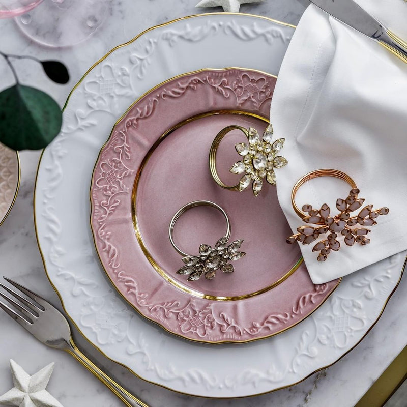 Dinnerware Set Rose Gold Plates And Napkins Porcel Vivian Rose