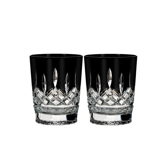 Lismore Black Whiskey Glass, Set of 2
