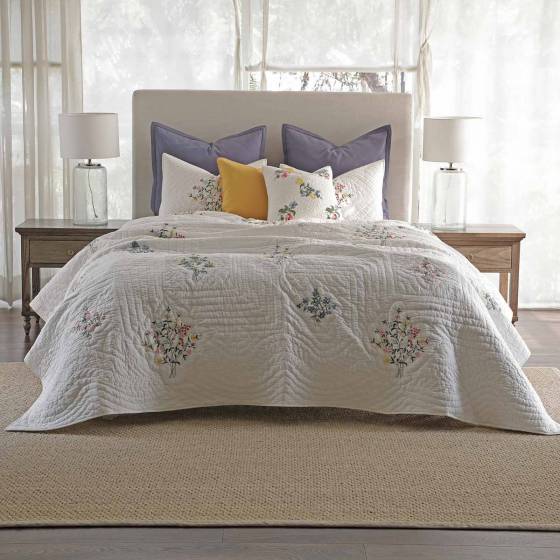 Pretty Please Ivory Multi Cotton Bedspread