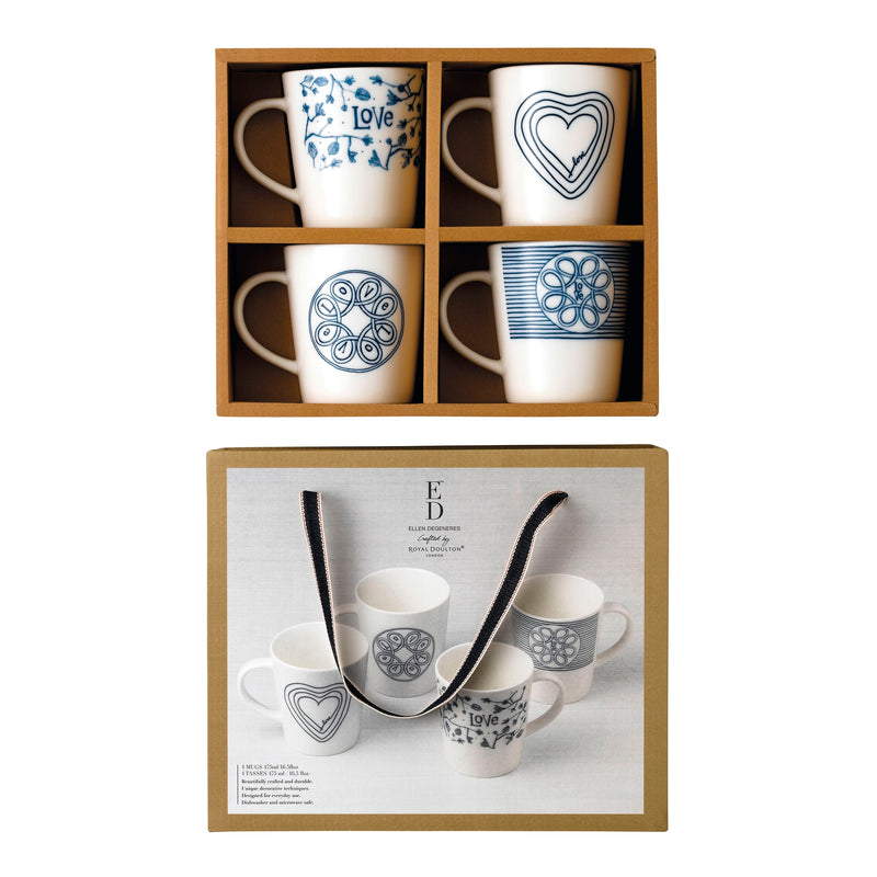 ED Blue Love Mugs (Set of 4)