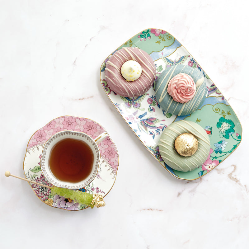 Butterfly Bloom Green Teacup and Saucer