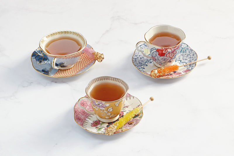 Butterfly Bloom Yellow Teacup and Saucer