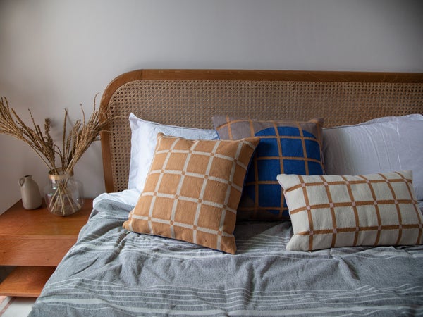 Grid Pillow - Reversible - Marmalade + Lilac 18"x18"