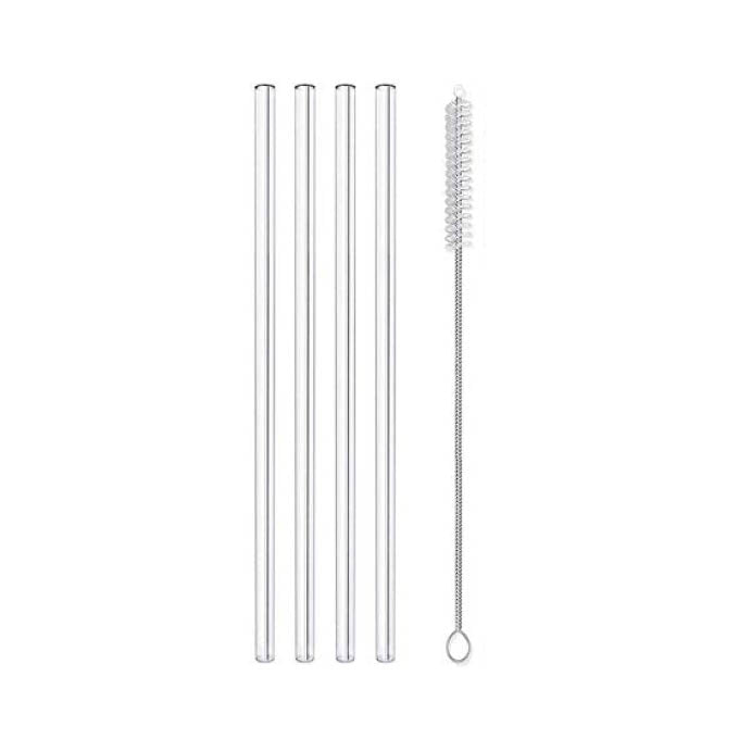 Glass Straw Set of 4 and Brush