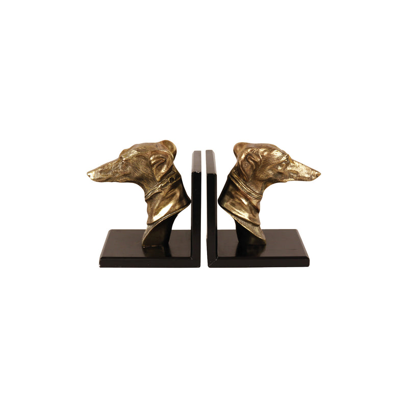 Greyhound Heads Bookend Gold