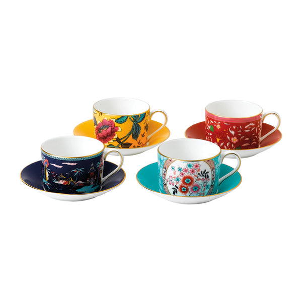 Wonderlust Teacup & Saucer, Set of 4