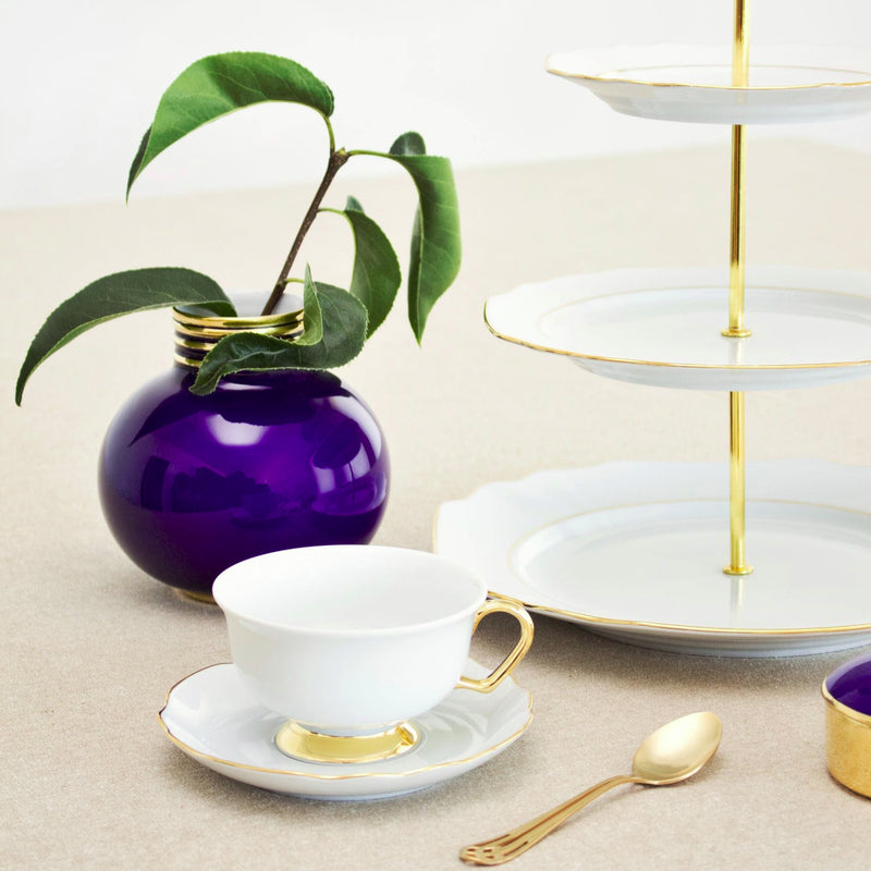 Porcel Set Of-2 Premium Gold Cups & Saucers Set