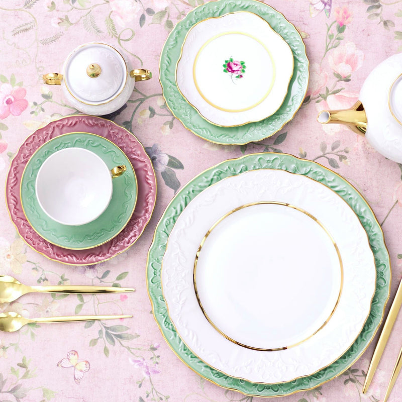 Porcel Vivian Mint & Rose Tea Set for Six