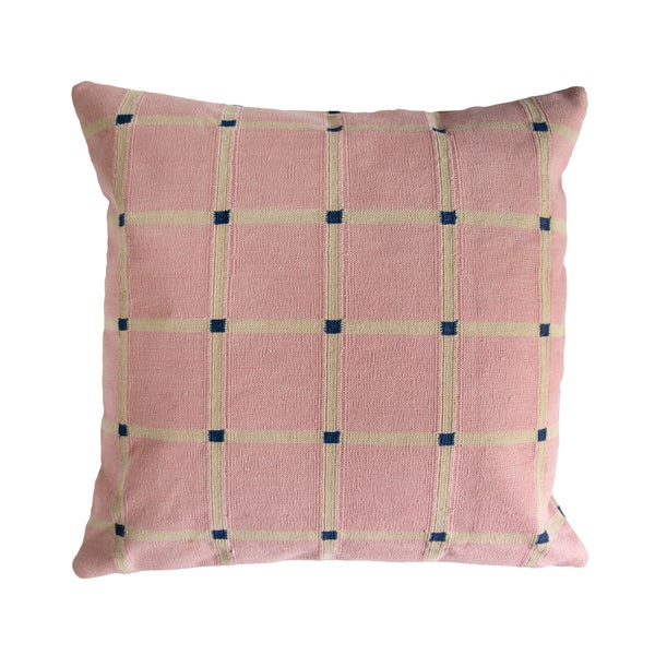 Grid Pillow Reversible - Navy + Pink 22"x22"