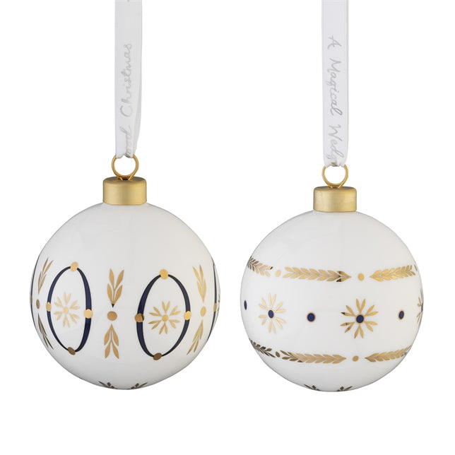 Christmas Baubles Renaissance Gold Set Of 2