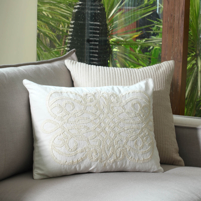 Ornament Cotton Ivory Cushion Cover