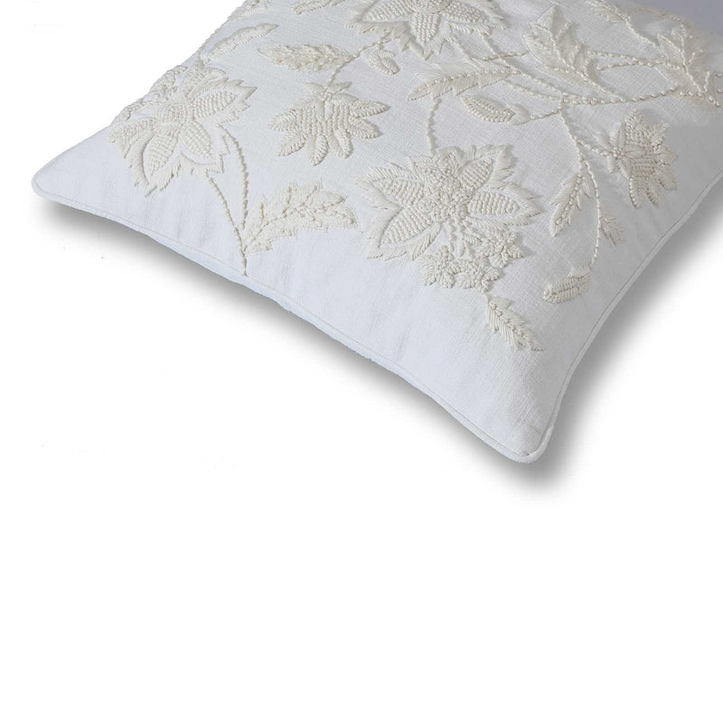 Fleur Cotton Ivory Cushion Cover