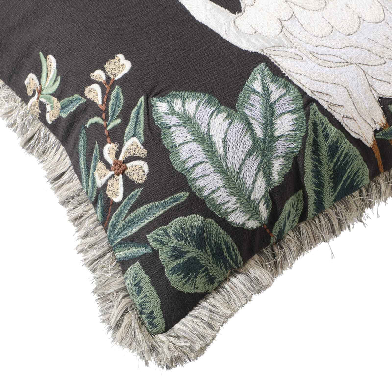 Swan Cotton Dark Charcoal Cushion Cover