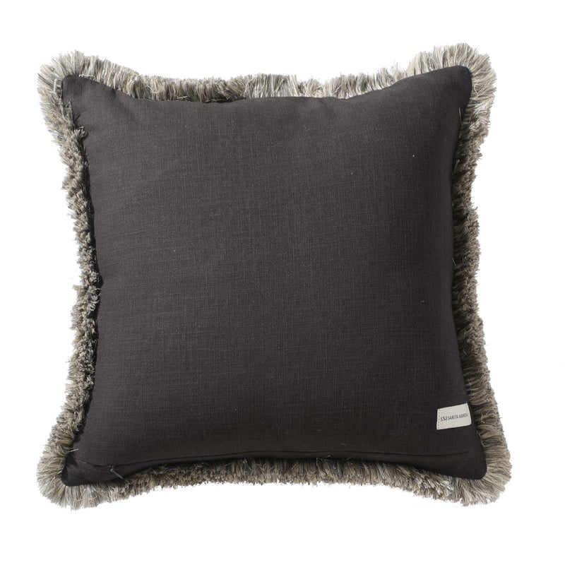 Swan Feathers Cotton Dark Charcoal Cushion Cover