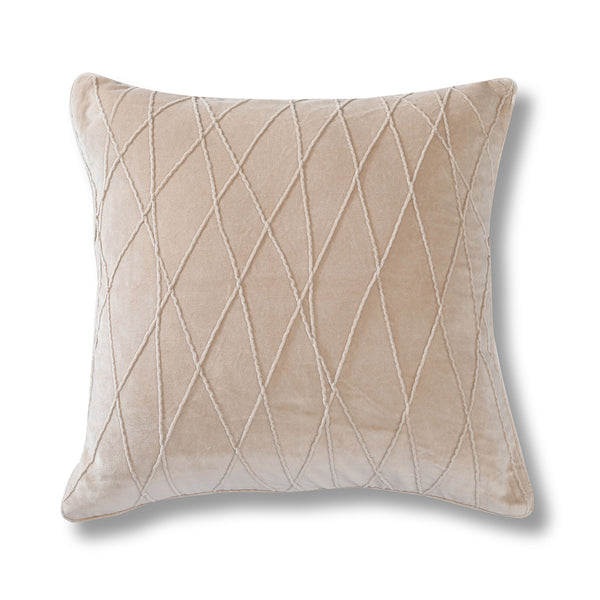 Lineara Beige Cotton Velvet Cushion Cover