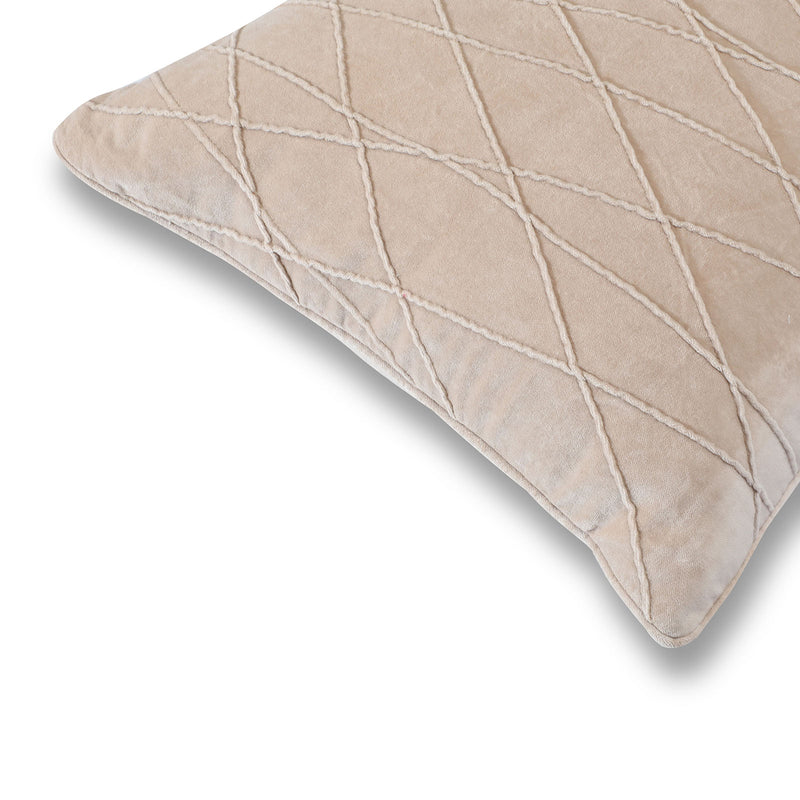 Lineara Beige Cotton Velvet Cushion Cover