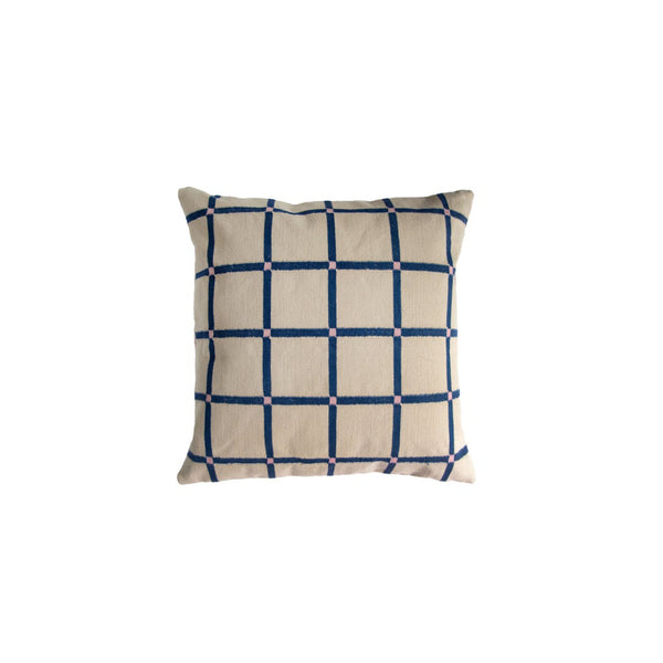 Grid Pillow Reversible - Navy + Pink 22"x22"